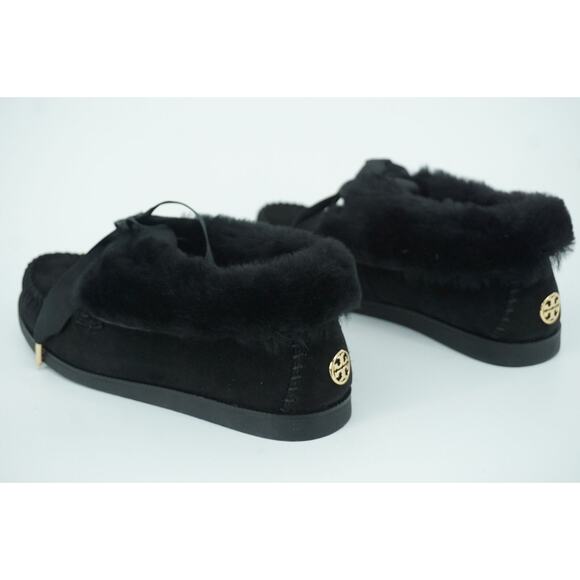 Tory Burch Aberdeen Genuine Rabbit Fur Trim Slipper Bootie Size 6 NIB Black Bow - Picture 6 of 11